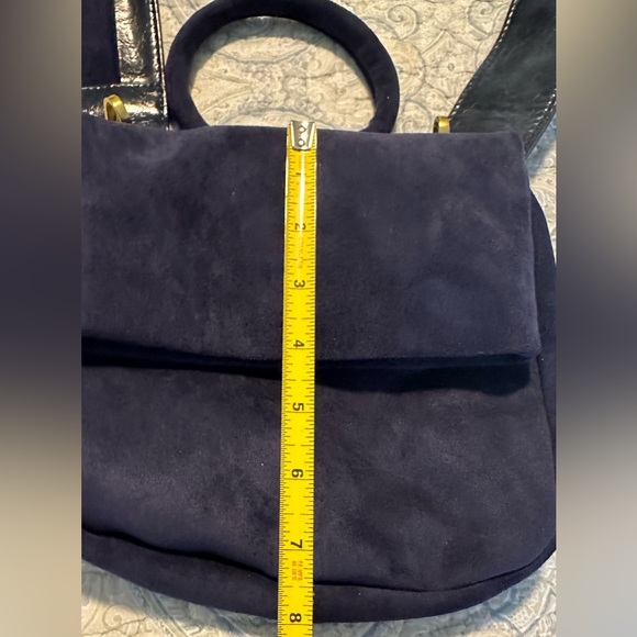 Anthropologie Navy Blue Blake Wide Strap Suede Crossbody Bag - Picture 6 of 11